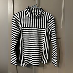 T By Talbots Black and White Striped turtle neck sweater Top petite